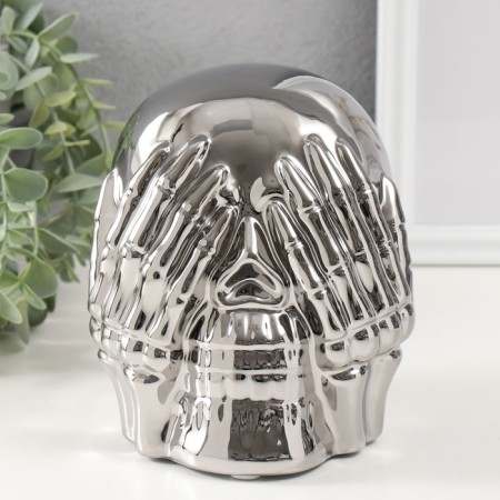 Souvenir ceramics "Skull with tassels in front" silver 13.5x14x15 cm