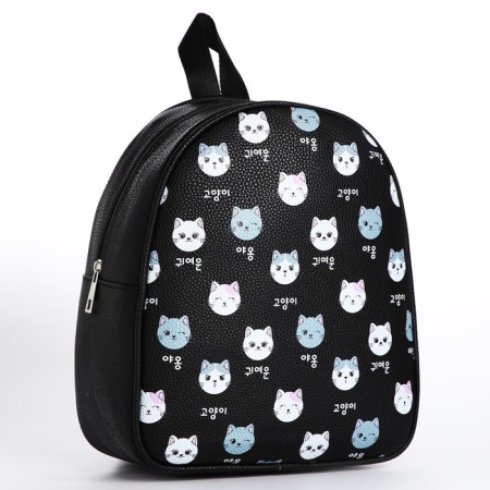 Baby backpack for girls made of artificial leather "Cat" 27x23x10 cm-1