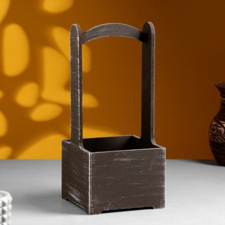 Kashpo - wooden box 13.5x13.5x30 cm brown Provence