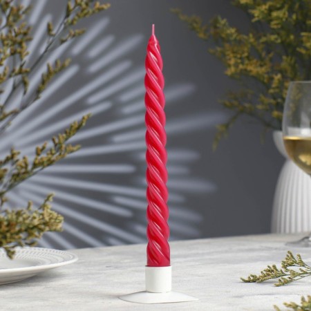 Candle twisted, 2.3x 24.5 cm, 5 hours, 50 g, raspberry