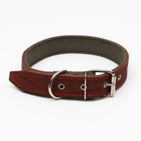Collar combined leather/tarpaulin, 69 x 3.5 cm, Osh 45-60 cm, brown-1