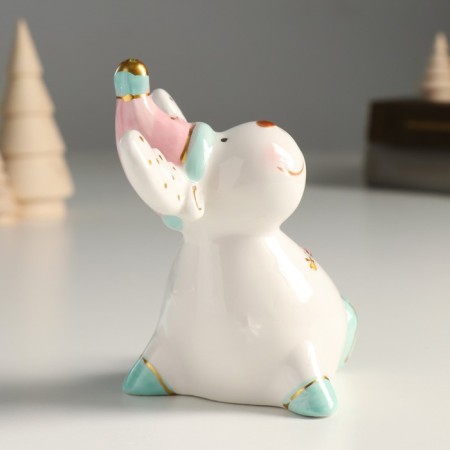 Souvenir ceramics "Losik, pink cap, white horns" 11.1x11.3x7.7 cm-2