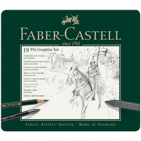 Artistic pencils (set) Faber-Castell Pitt Monochrome, 19 pieces, in a metal box-2