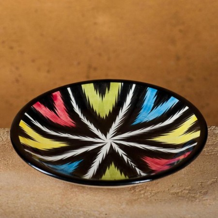 The plate of Rishtan ceramics "Atlas", multi -colored, flat, 15 cm