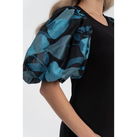 Women's dress, size 44, black color, turquoise-2