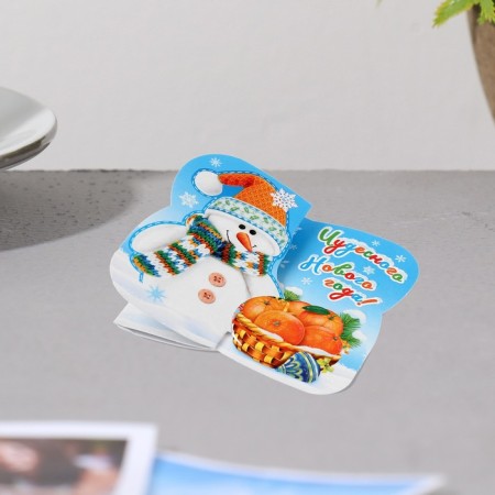 Mini-postcard double "Wonderful New Year!" glitter, snowman, 16.5x10 cm-2