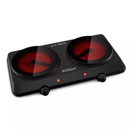 Infrared tile KitFort KT-169, 1250/1250 W, 2 burners, black