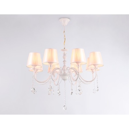 Suspended chandelier with lampshade and crystal Ambrella Light, Modern, TR4605, 8XE27, white color-1