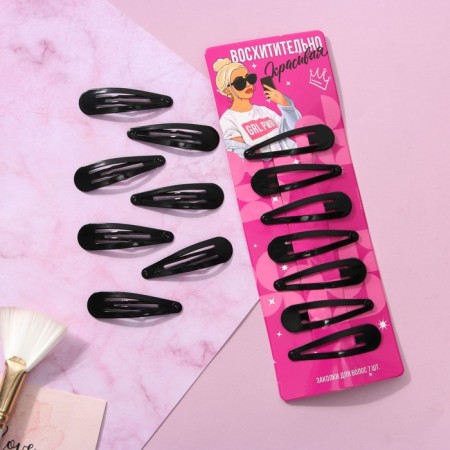 Hair clips "delightfully beautiful", 7 pcs, 5 x 1 x 0.1 cm-3