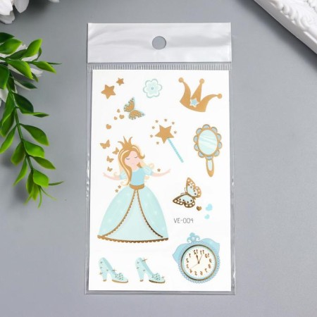 Tattoo on the body color "princesses and locks" with gold mix 12x7.5 cm-3