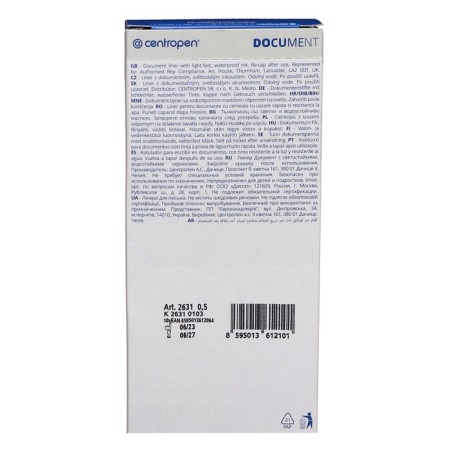 Capillary handle, 0.5 mm, centropen "Document" 2631, black, letter length 500 m, cardboard packaging-7