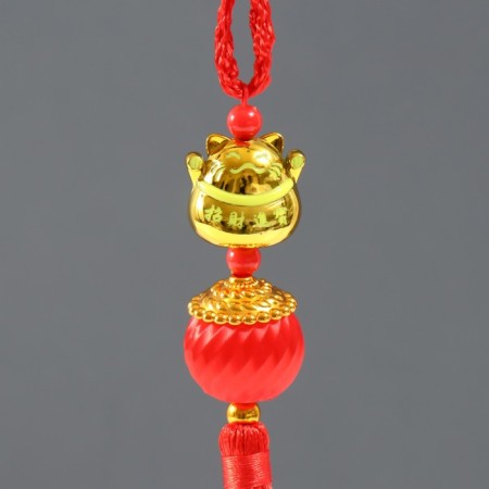 Plastic suspension, textiles "Cat Mani-Neko with a flashlight" 2.8x2.8x28 cm-1
