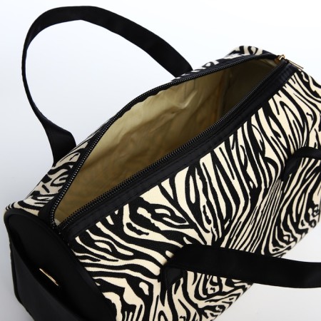 Cosmetic bag with lightning, black/beige color-2