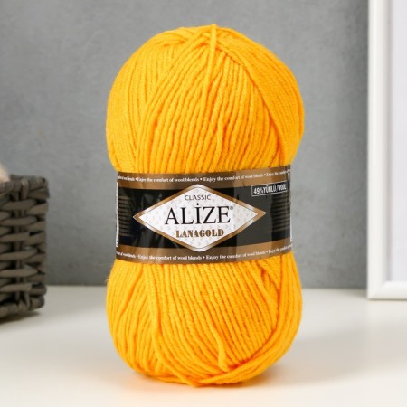 Yarn "Lanagold" 51% acrylic, 49% wool 240m/100g (216 yellow)