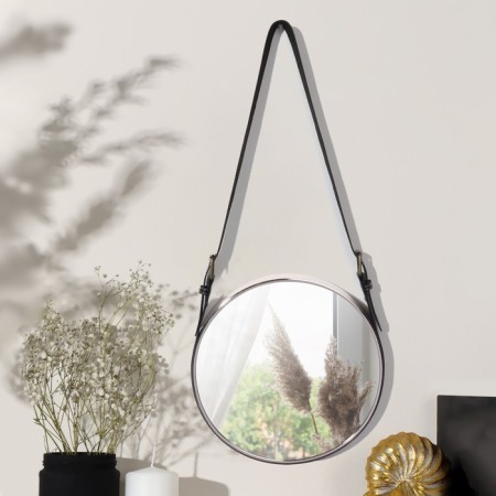Mirror wall -mounted round “surroundings” d mirror surface 28 cm, with an artificial leather strap, color mix-1