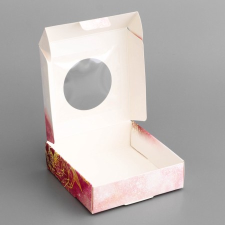 Box Gift team with a window, packaging, "happy moments", 10 x 10 x 3 cm-3