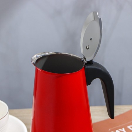 Header coffee maker "Italiano", 450 ml, 9 cups, red color-2