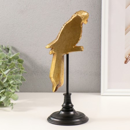 Souvenir Polystone, mirror "Parrot Ara on a bit" gold 10.5x10.5x30.5 cm-3