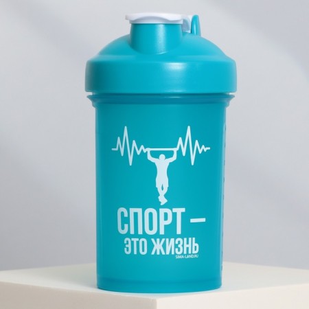 Plastic shaker “Sports is life”, 500 ml, two compartments-3