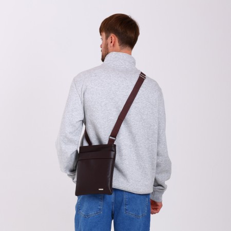 Men's bag over the shoulder, Textura, artificial leather, brown color-10