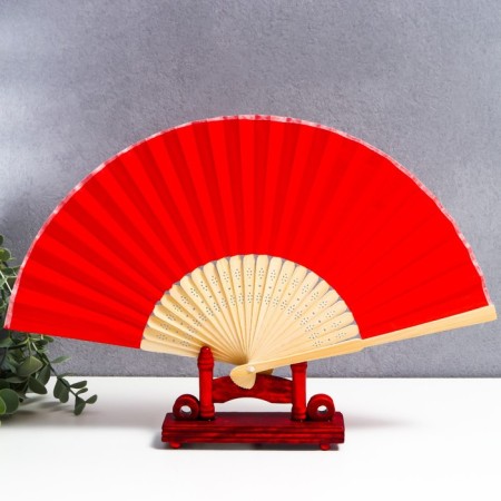 Fan bamboo, textiles h = 21 cm "monocet" in a box, red-1