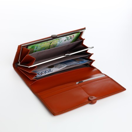 Women's wallet on magnets, brown color-3