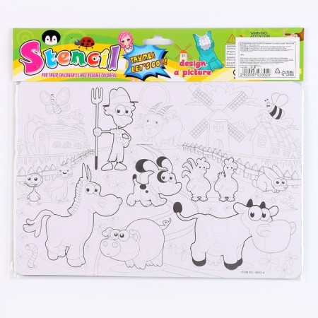 Stencil for kids "Fun Farm" with coloring-6