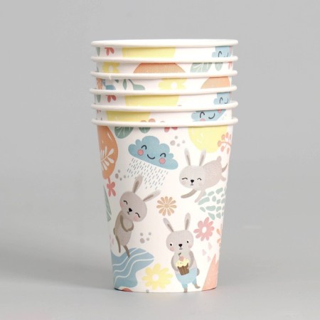 A glass of disposable paper hares, a set of 6 pcs, 250 ml-1