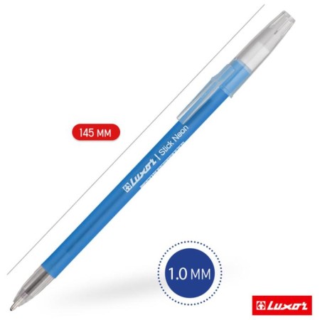 Ballic handle Luxor 1230/48BX Stick Neon, Node 1.0 mm, blue ink, mix, price per pcs.-1