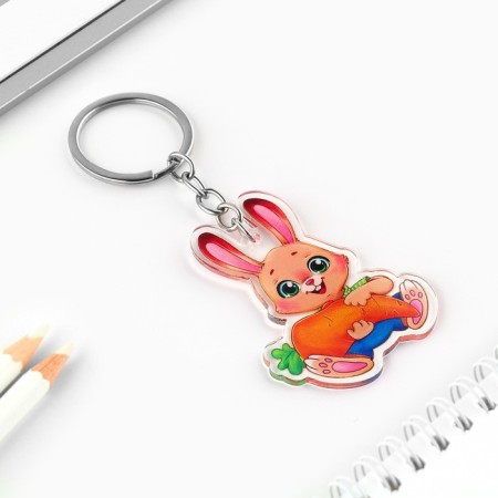 Key keychain children's acrylic "bunny", 3.5 x 10 cm-3