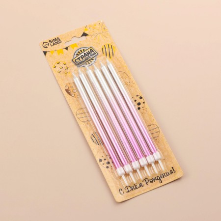 Candles in the cake "Royce. Gradient", 13 cm, 18 pcs, purple, pink, silver-2