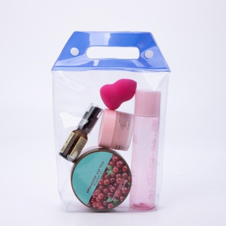 Cosmetic bag on the buttons, the color is transparent/blue-2