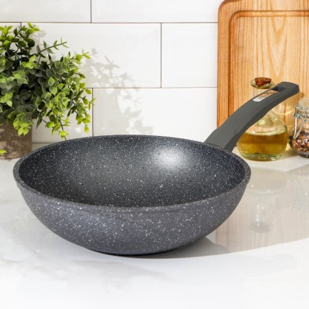 Granite frying pan, d = 28 cm, plastic handle, anti-stick coating, color gray color