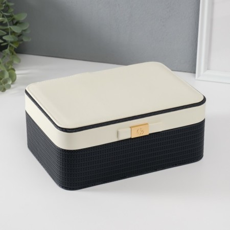 Casket to the leatherette for jewelry "Bow" White-Cherry 17x23.5x10 cm