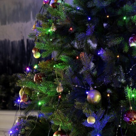 Garland "Network" d = 1.5 m with a ring onto the Christmas tree, IP20, dark thread, 204 LED, glow of multi, 8 modes, 220 V