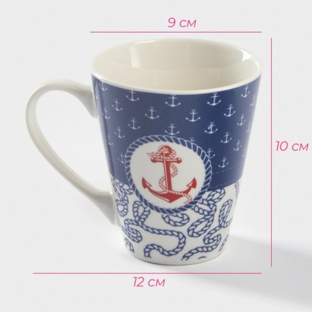 Porcelain share mug "Sailor", 310 ml, blue and white color-2