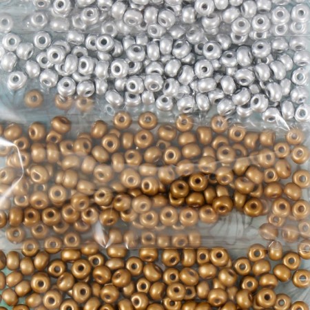 Round beads 6/0 "Gold, silver, bronze" 6 colors x 10 g 20x8 cm-1