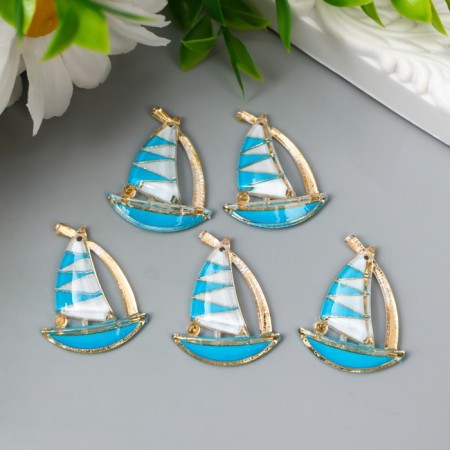 Decor for creativity plastic "Sailor Blue" with gold 2.9x2.3 cm-2