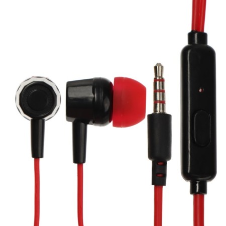 Headphones Krutoff HF-J69, vacuum, microphone, 106 dB, 16 Ohm, 3.5 mm, 1 m, red