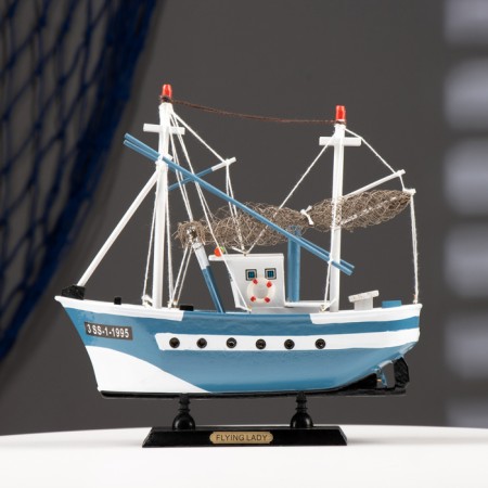 Souvenir ship "Ida", small, blue sides, mesh-6