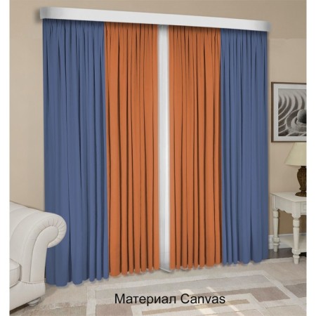 Set of curtains "Canvas", size 200x270 cm, 2 pcs, blue, orange color-1
