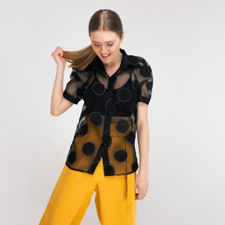 Women's shirt Minaku: Green Trend Black Color, Rr. 44