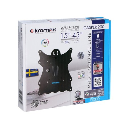 KROMAX Casper-200 Kromax, for TV, fixed, 15-43 ", up to 30 kg, 21 mm from the wall, black-6