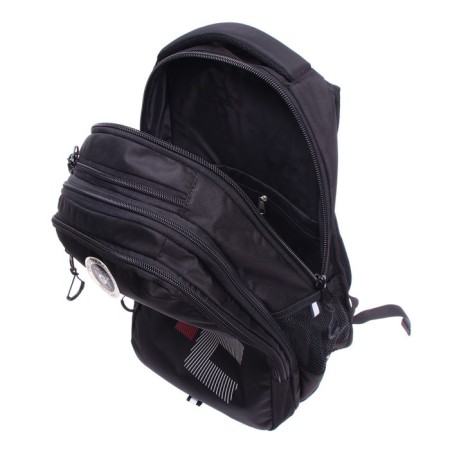 Youth backpack 42 x 31 x 22 cm, ergonomic back, laptop compartment, Grizzly 338, black/red RU-338-4_3-8