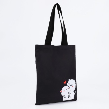 Shoper bag without fastening, black color-2