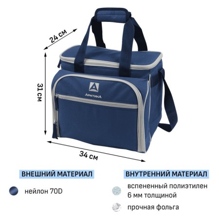 Thermosuma "Arctic", with a set for a picnic for 4 people, 13.5 l, 31 x 34 x 24 cm-1