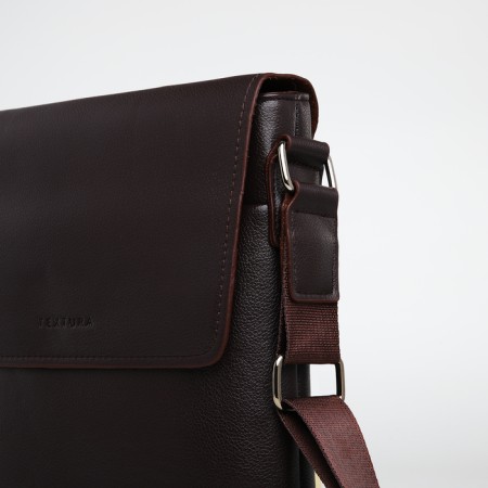 Men's bag over the shoulder, Textura, external pocket, brown color-6