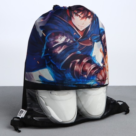 A bag for shoes "anime warrior" with a transparent window 30 x 40 cm-1