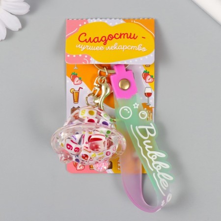 A plastic keychain with a carbine, a strap "Flying Bandage" Water with decor1.8x5.3x5.6 cm