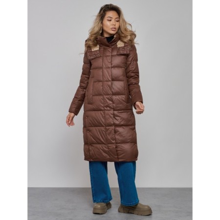 Coat insulated winter female, size 48, color dark brown-2